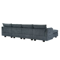 Moderna velika modularna sekcijska sofa u obliku oblika, sklopivi kauč na razvlačenje s ležaljkom za dnevni boravak, spremište
