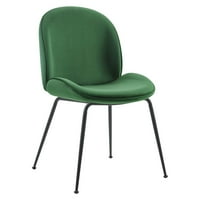 Blagovaonske stolice s crnim prahom presvučenim čeličnim nogama-set smaragdnih stolica
