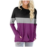Džemperi za žene, majice s dugim rukavima za žene, majice kontrastnih boja s grafičkim printom, bluze, ležerni osnovni topovi Plus