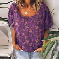 Ženska modna majica kratkih rukava s printom od četiri lista, majice s okruglim vratom, majice za žene