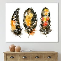 DesignArt 'etnička boho umjetnost narančasto perja' boem i eklektični platno zidni art print
