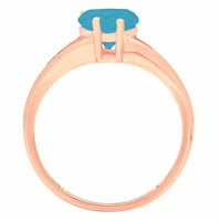 14k dijamantni dijamantni dijamantni prsten od ružičastog zlata u obliku srca, imitacija tirkizne boje, 14k