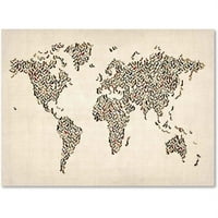 Zaštitni znak Art 'Ladies Shoes World Map' Canvas Art by Michael Tompsett