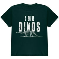 Paleontolog, kopam fosilne kosti dinosaura brontosaurusa, majica za mlade.
