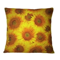 DesignArt Suncokretove glave Ukrasna pozadina - jastuk za cvjetni bacanje - 16x16