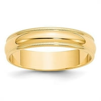 Primarno zlato, karatno žuto zlato, lagani polukružni prsten finog zrna, Veličina 12