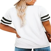 Ženske majice s kratkim rukavima Plus size, široke Ležerne Ženske majice s izrezom u obliku slova U i blokirane u boji, vrhovi od