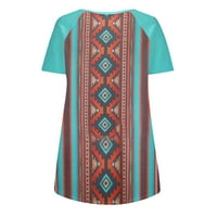Plus size ženske majice na rasprodaji ljetne ženske casual retro majice s aztečkim printom u zapadnom stilu kratkih rukava etničke