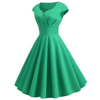 Ženske haljine slatka ležerna haljina do gležnja jednobojna večernja haljina s rukavima ljetna haljina u zelenoj boji