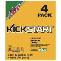Mountain Dew Kickstart Energing Sok napitak, mango vapno, fl oz, grof