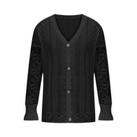 Košulje, ležerni jednobojni svestrani kardigan, široki, udobni čipkasti gornji dio dugih rukava i gornji dio džempera, u obliku slova