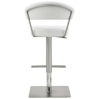 Podesiva barska stolica od bijele kože i nehrđajućeg čelika
