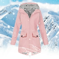 Kaput za žene jednobojna vanjska kišna jakna Plus size Vodootporni kaput otporan na vjetar s kapuljačom veličine 3 inča