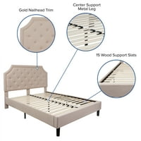 Krevet-platforma Flash Furniture Brighton Queen-size kreveta s тафтинговой presvlake od bež tkanina s madracem Pocket Spring, certificirani