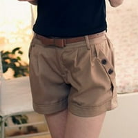 kratke hlače za žene, ženske modne jednobojne kratke hlače u engleskom stilu srednjeg struka, Ležerne ljetne kratke hlače, kaki hlače