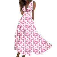 Haljine za svijest o raku dojke, Prodaja, Ženska haljina s ružičastom vrpcom s printom leptira, duga suknja bez rukava
