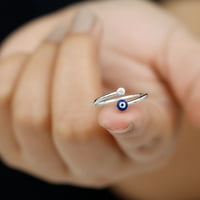 Prsten za zlo oko-certificirani ženski prsten s manžetnom od moissanita, 14k bijelo zlato, 12,50 USD