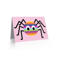 Šarena dječja čestitka s prugastim uzorkom pauka i prazna omotnica iznutra