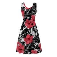 Ženske Ležerne ljetne haljine bez rukava do koljena nabrane sunčane haljine s gradijentnim duginim cvjetnim printom crne