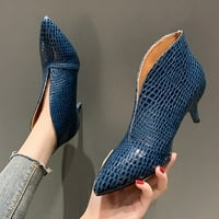Ženske cipele kratke ženske čizme Na Stiletto, prozračne retro cipele, ženske čizme s patentnim zatvaračem, Plava 8