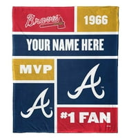 Atlanta Braves MLB ColorBlock Personalizirani svileni dodir Sherpa 50 60 bacajte pokrivač