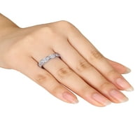 2- Carat T.G.W. Stvoren bijeli safir sterling srebrni poluvremeni prsten