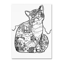 Zaštitni znak likovna umjetnost 'Lijepa Provence Cat: Line Art' platno umjetnost Oxana Ziaka