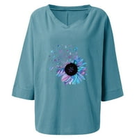 Ženske bluze s dugim rukavima, Ženska bluza veličine plus, seksi majice s cvjetnim printom, ljetni vrhovi s izrezom u obliku slova