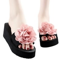 _ / Ženske papuče; ženske cipele u boemskom stilu s cvjetnim uzorkom; kućne vanjske cipele na plaži na klin; sandale; papuče