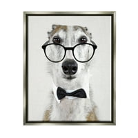 Studell Smiješni pas Svečane naočale na čašama životinje i insekti slikaju sivi plutasti uokvireni umjetnički print zidna umjetnost