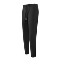 Ljetne Muške hlače od ledene svile, udoban elastični pojas za trčanje, labav kroj, hladne rastezljive hlače u crnoj boji