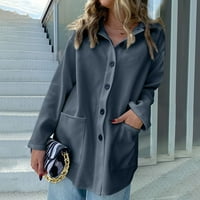 Ženski kaputi i jakne u donjem dijelu-klasične jednobojne jakne s dugim rukavima s džepovima na kopčanje, kaputi u sivoj boji u donjem