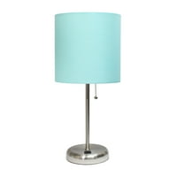 Moderna noćna svjetiljka od 19,5opremljena je standardnom metalnom stolnom svjetiljkom od brušenog čelika s Abažurom od tkanine za