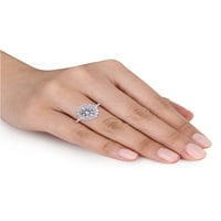 10-karatni prsten od bijelog zlata od bijelog safira i dijamanata izrađen od 3-karatnog bijelog zlata s dijamantnim naglaskom