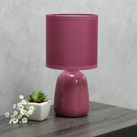 Stolna svjetiljka od 10,04 inča visoka s keramičkom podlogom u obliku naprstka i odgovarajućim sjenilom, lila boje