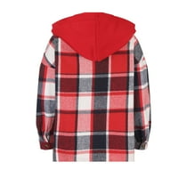 Ženski casual kaput, obična topla jakna s dugim rukavima s ramena, dolčevita, gornja odjeća Na kopčanje, crvena