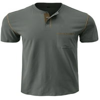 Muški ljetni topovi, majica kratkih rukava s okruglim vratom, ležerna sportska majica s džepom, pulover u tamno sivoj boji;