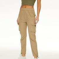 Modne ženske Ležerne jednobojne Ležerne rastezljive hlače visokog struka široke ošišane hlače široke hlače za fitness na otvorenom