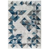 Mozaik tepih od geometrijskog trokuta u sivoj i plavoj boji