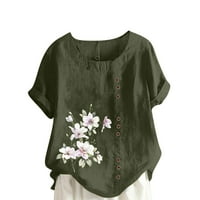 Ženske ljetne Ležerne široke košulje s okruglim vratom s kratkim rukavima S cvjetnim printom, vrhovi;