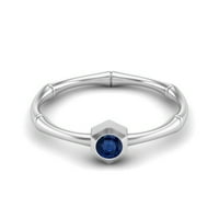 0. Okrugli zaručnički prsten od plavog safira od srebra