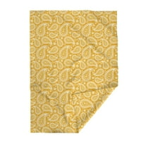 Plišana deka od 50 70 - Senf Žuta, S uzorkom Paisle, zlatno-bijela Vintage deka u retro stilu u zapadnjačkom stilu s klasičnim printom