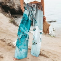 Ljetne ženske Ležerne hlače širokih nogavica visokog struka poslovne Ležerne hlače za posao široke lepršave Palazzo hlače na plaži