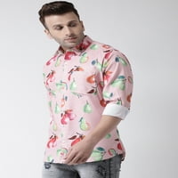 Muška ležerna ružičasta pamučna košulja s printom od $ 4012_ $ $ _