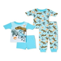 Pidžama Set za dječake Jurski svijet majica, kratke hlače i hlače, 4 komada, veličine od 2 do 5 godina