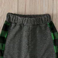 991 setovi odjeće za dječake dugih rukava s printom zelene karirane Majice, Hlače, Kompleti odjeće za malu djecu