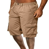 Muške sportske casual kratke hlače, elastični pojas, Jednobojni džepovi, široke ravne kratke hlače