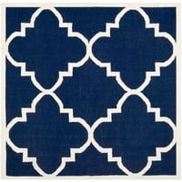 Geometrijska prostirka od marokanske vune u Alberti, tamnoplava, Bjelokosti, kvadratna 6 inča sa 6 inča