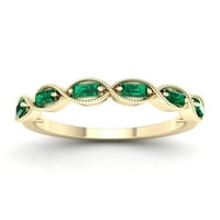 Ženski smaragdni prsten od baguette izrezan u žutom zlatu od 10 karata