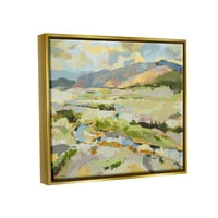 Bujni zeleni planinski krajolik apstraktno slikarstvo u metalnom zlatnom okviru umjetnički tisak zidna umjetnost